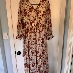Indigo Soul Floral Long Sleeve Dress